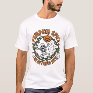 T-shirt Tout Citrouille Épice Nice Halloween Squelette V