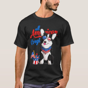 T-shirt Tout Corgi Américain Usa Lunettes De Soleil 4 Juil