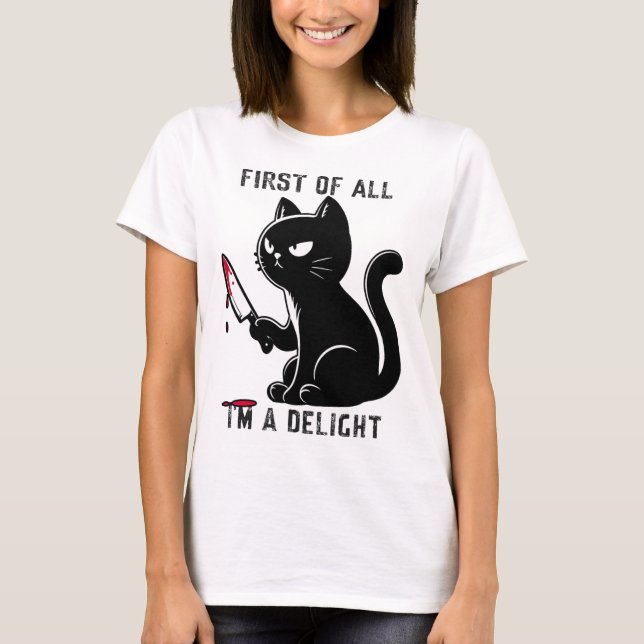 T-shirt Tout d'abord, je suis un délicieux homme de chats  (Devant)