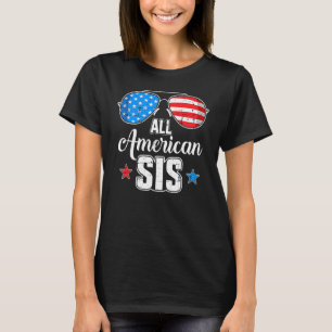 T-shirt Tout Drapeau Américain Sis Us Pour Sœur Correspond