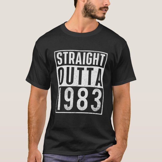 T-shirt Tout Droit À 1983 Année De Naissance Anniversaire (Devant)