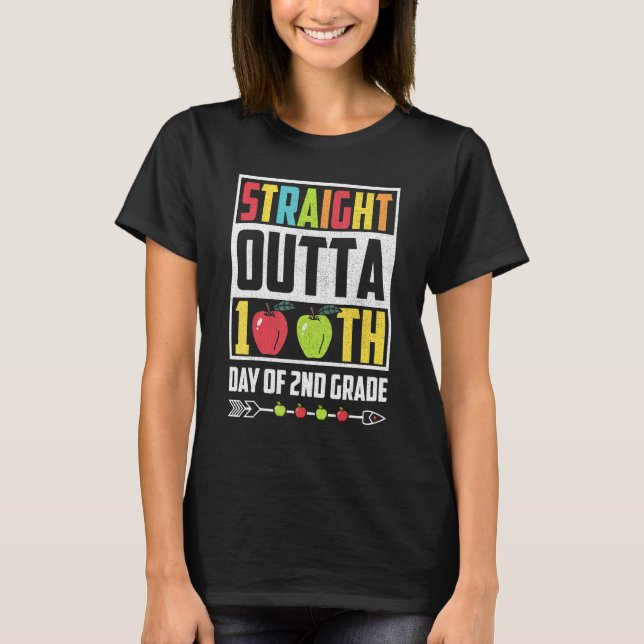 T-shirt Tout Droit Jusqu'À 100 Jours De Garçons De Deuxièm (Devant)