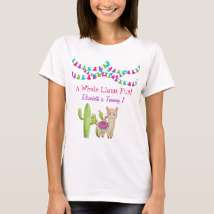 T-shirt Tout en Llama Fun Rose Violet Cactus Anniversaire