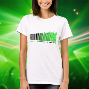 T-shirt Tout est musique Citation vert Code barre Equalize
