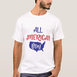 T-shirt Tout Garçon Américain Patriote Carte USA Enfants