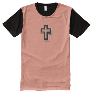 T-shirt Tout Imprimé Croix de croix de corail rose