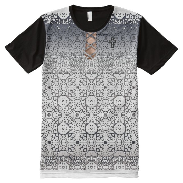 T-shirt Tout Imprimé Dentelle croisée (Devant)