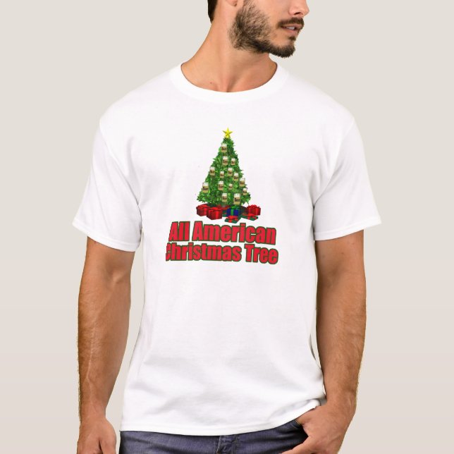 T-shirt Tout l'arbre de Noël américain avec de la bière (Devant)