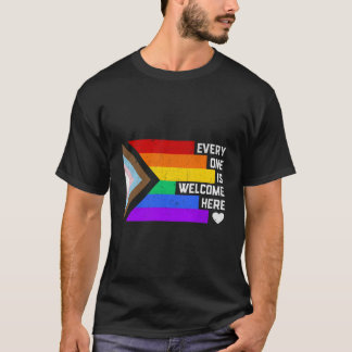 T-shirt Tout Le Monde Est Bienvenue Ici Trans Gay Lgbtq Ra