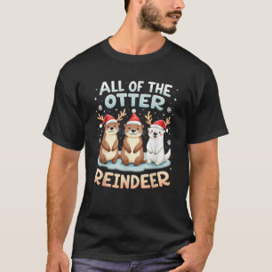 T-shirt Tout Le Rindeer Otter Xmas Santa Hat Funny Chr