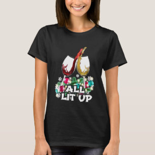 T-shirt Tout Lit Up Blanc Rouge Vin Aimer Boire Noël
