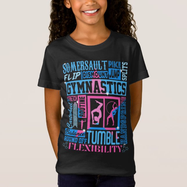 T-Shirt Tout Sur La Gymnastique Typographie À Deux Tons (Devant)