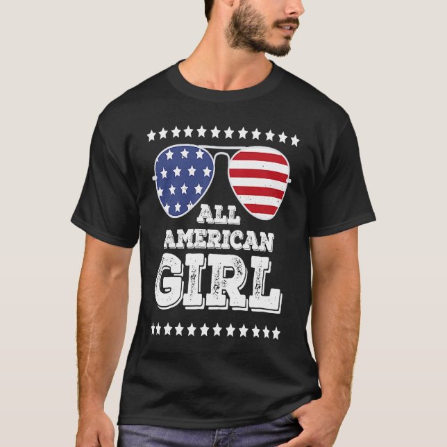T-shirt Toute Américaine Famille de jumelage 4 juillet fil (Devant)