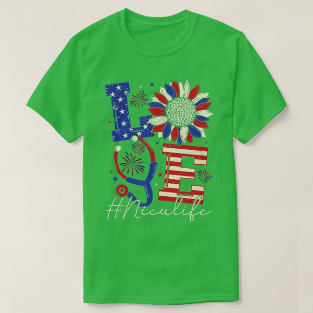 T-shirt Toute l'American Nurse Scrub Memorial Day 4 juille (Design devant)