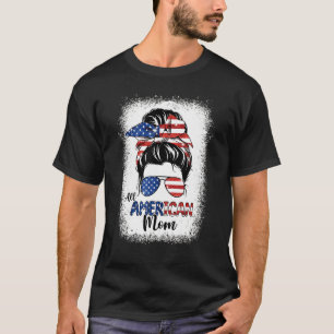 T-shirt Toutes les Américaines Maman Américaine Drapeau Lu