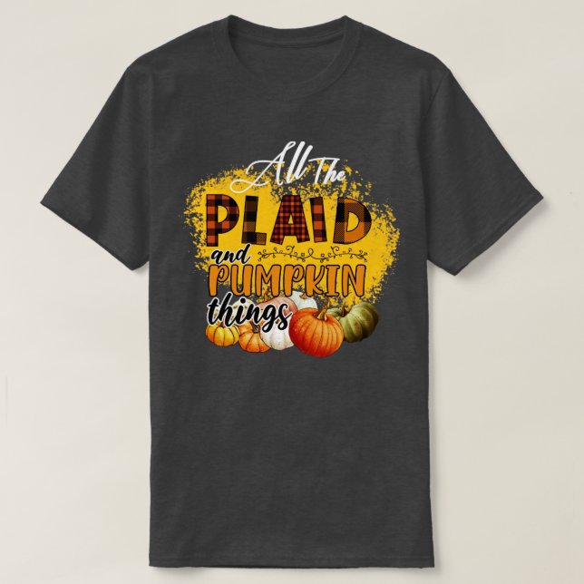 T-shirt Toutes Les Choses Plaid Et Citrouilles (Design devant)