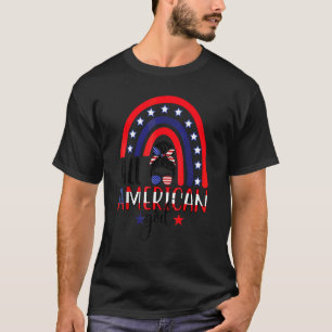 T-shirt Toutes les filles américaines Messy Bun Patriotic