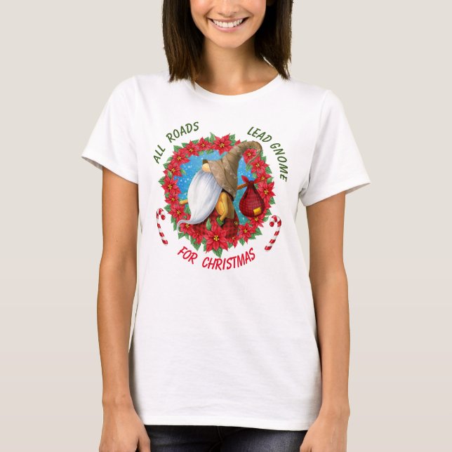 T-shirt Toutes les routes dirigent Gnome pour Noël (Devant)