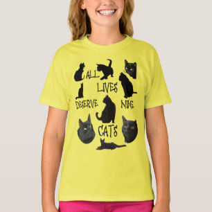 T-shirt Toutes les vies méritent neuf chats Citation amusa