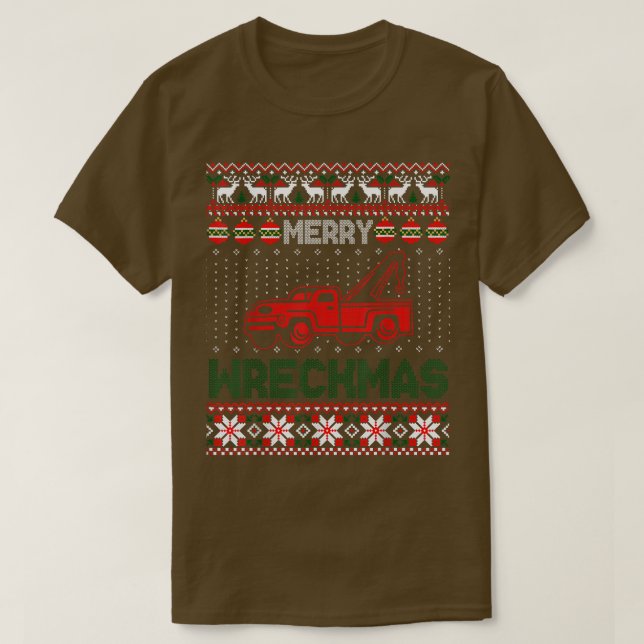 T-shirt Tow Truck Driver Toxits Funy Ugly Christmas Merry  (Design devant)