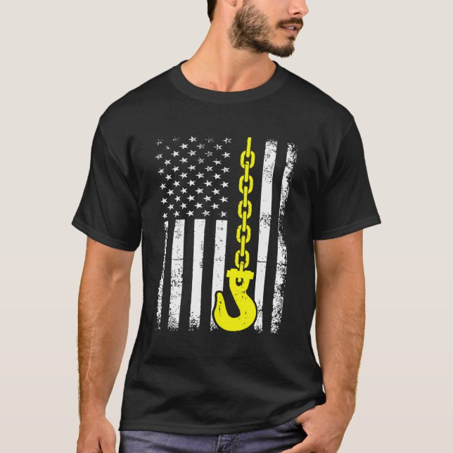 T-shirt Tow Truck Driver Us Flag Wrecker Trucker American (Devant)