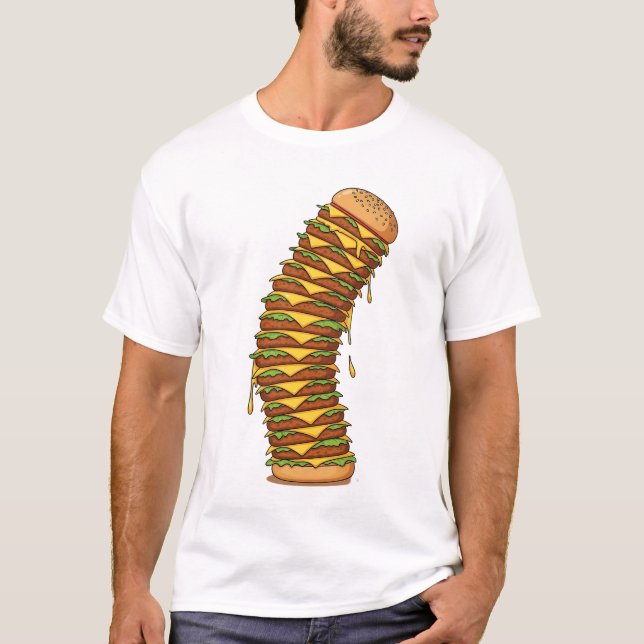 T-shirt Tower of Cheesy Madness – Exaggerated Cartoon (Devant)