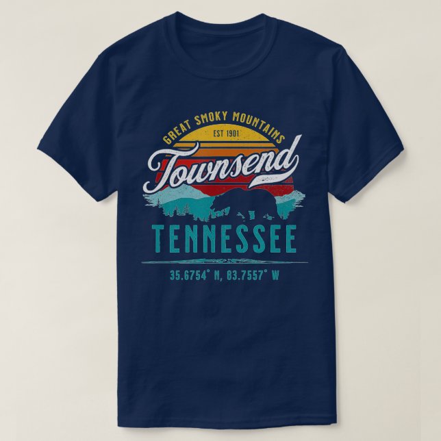 T-shirt Townsend Tennessee Retro Great Smoky Mountains Bea (Design devant)