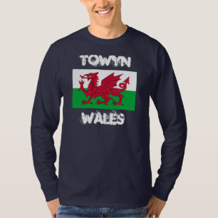 T-shirt Towyn, Pays de Galles avec drapeau gallois
