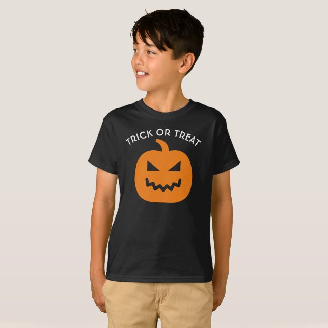 T-shirt Trace ou traitement Halloween Citrouille Aquarelle (Devant entier)