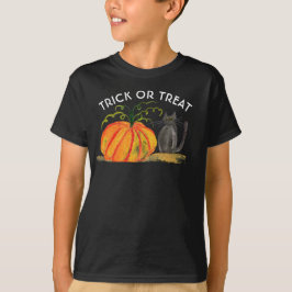 T-shirt Trace ou traitement Halloween Citrouille Aquarelle