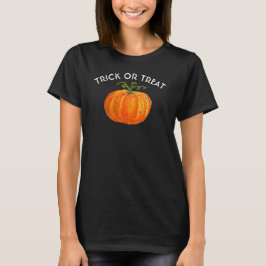 T-shirt Trace ou traitement Halloween Citrouille Aquarelle