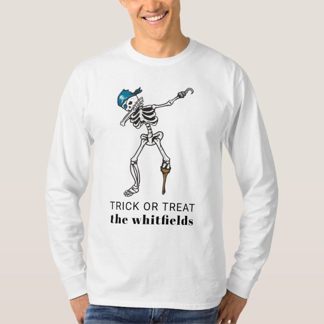 T-shirt Tracé ou traiter Halloween Dabbing Pirate personna (Devant)