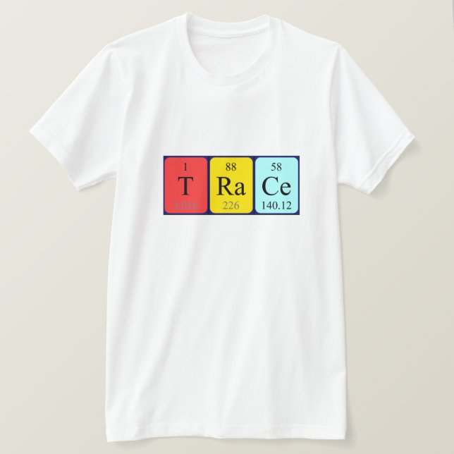 T-shirt Tracer la chemise de nom de table périodique (Design devant)