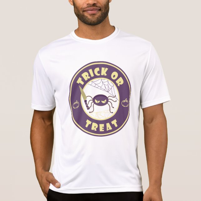 T-shirt Tracer ou traiter l'araignée halloween style T- (Devant)