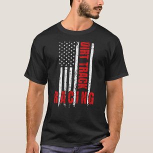T-shirt Track Racing drapeau américain Motocross Dirt Trac
