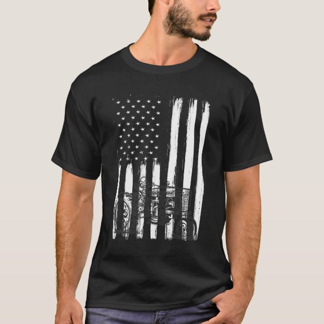 T-shirt Tracteur agricole américain Drapeau Patriotique US (Devant)