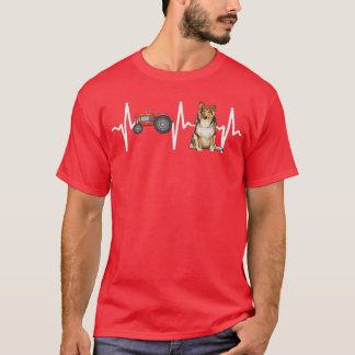 T-shirt Tracteur agricole Collie Heartbeat Amoureux des ch