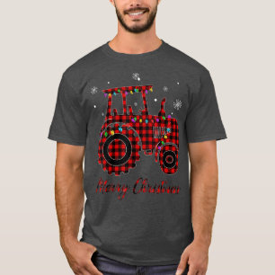 T-shirt Tracteur agricole de Noël Père Noël Lumière Neige