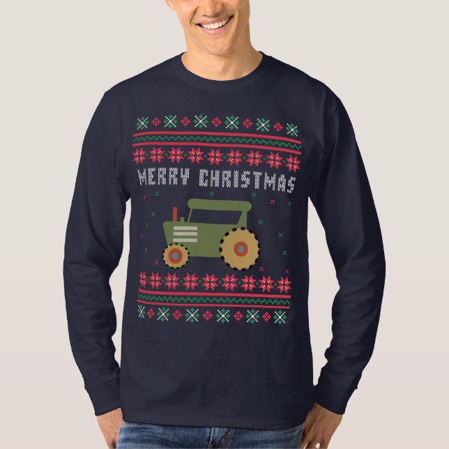 T-shirt Tracteur agricole Douille de Noël moche (Devant)