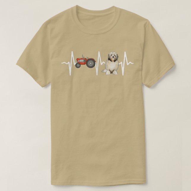 T-shirt Tracteur agricole Lowchen Heartbeat Amoureux des c (Design devant)