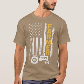 T-shirt Tracteur Américain Drapeau USA Drôle Agriculteur É