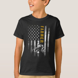 T-shirt Tracteur American USA Drapeau Funny Farmer Rancher