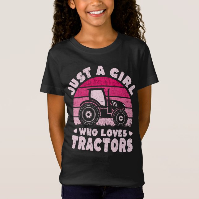 T-Shirt Tracteur cool Aime Juste Une Fille Qui Aime Les Tr (Devant)