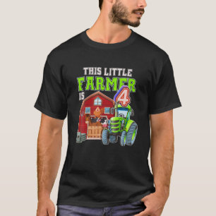 T-shirt Tracteur de ferme verte 4 ans Fête Anniversaire Fa