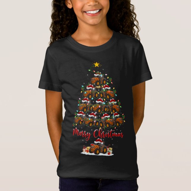 T-Shirt Tracteur Noël Arbre Lumières Drôle Tracteur Xmas (Devant)