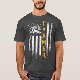 T-shirt Tracteur vintage Fermier Drapeau américain Agricul