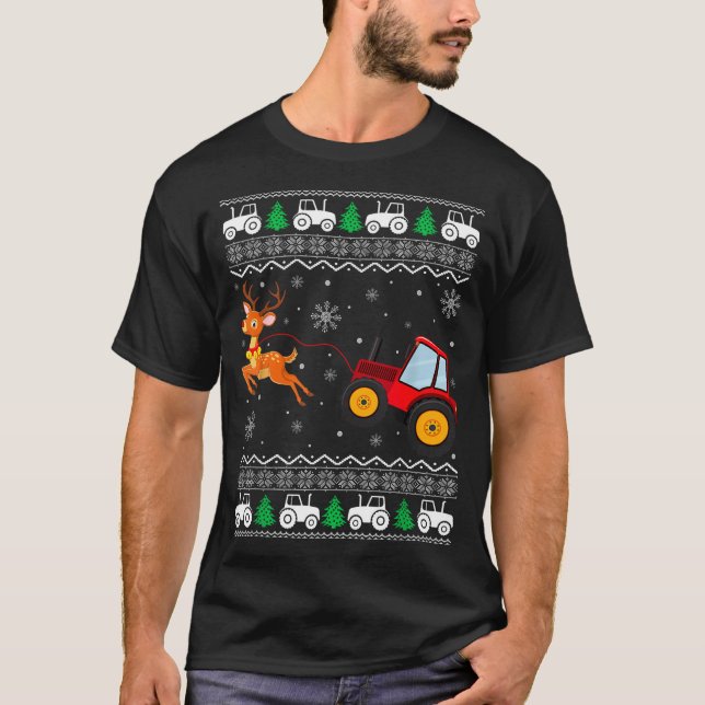 T-shirt Tractor Ugly Christmas Tree Holiday Funny Xmas Boy (Devant)