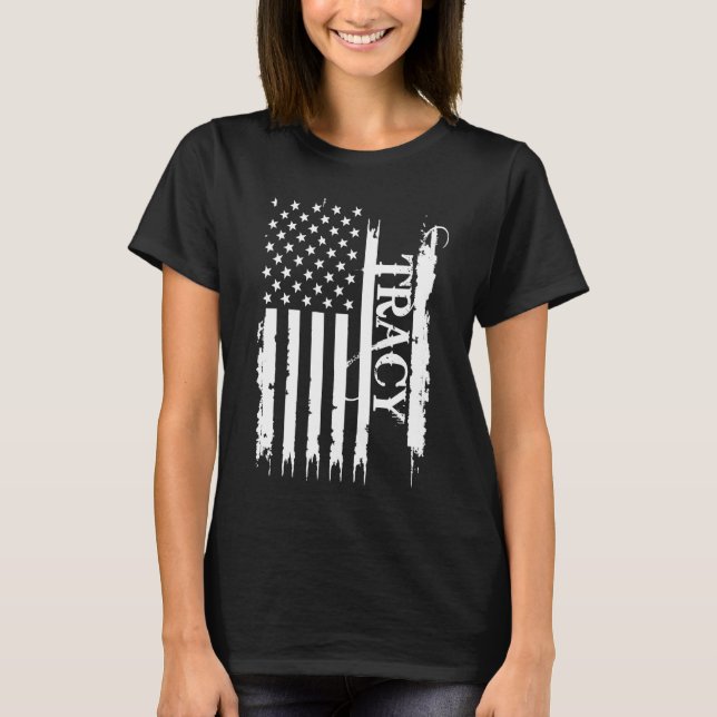 T-shirt Tracy États-Unis en détresse avec le drapeau améri (Devant)
