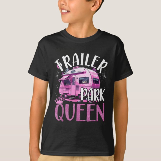 T-shirt Trailer Park Queen Funny Camping Pink Trailer Cara (Devant)