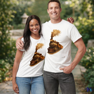T-shirt Train à vapeur du milieu du siècle   Locomotive ré
